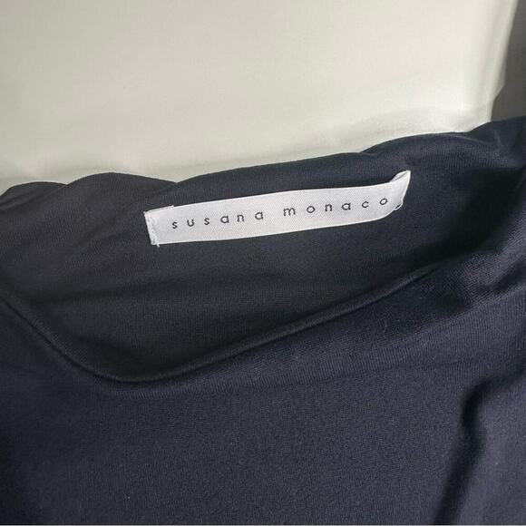 NWT | Susana Monaco | Gathered Shoulder Flare Dress | Black | Small - Picture 5 of 10